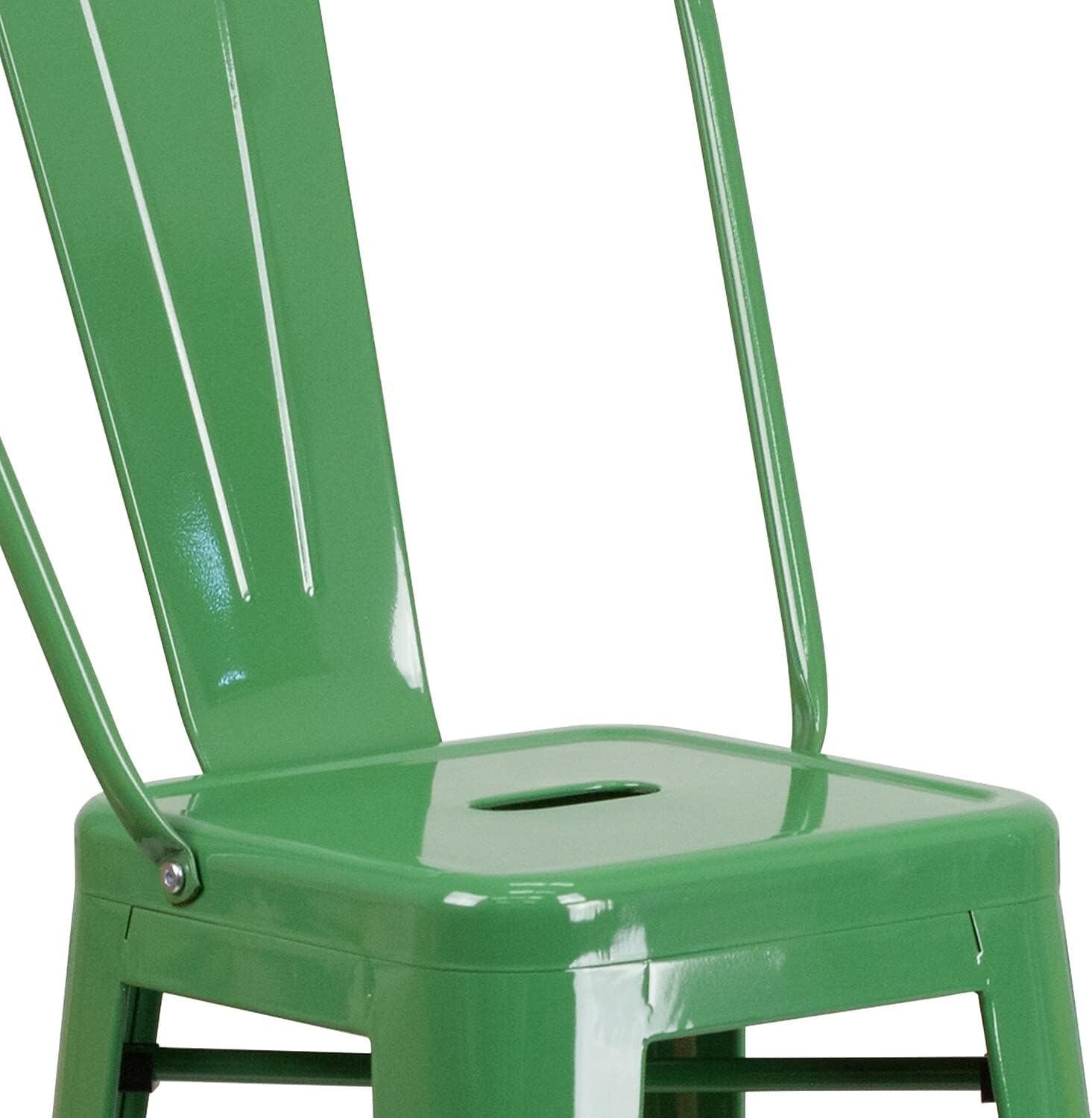 Flash Furniture Commercial Grade 30" High Green Metal Indoor-Outdoor Barstool with Removable Back
