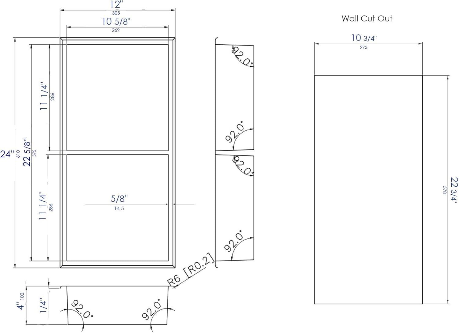 Alfi Brand Stainless Steel Shower Niche ABNP1224-BG
