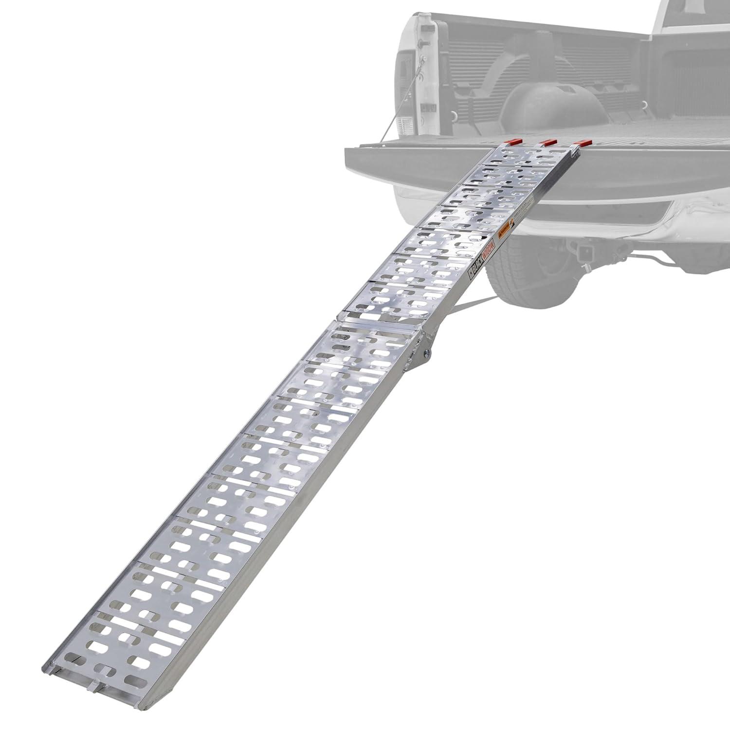Black Widow Black Widow Aluminum Folding Motorcycle Ramp Arched Plate, Single Runner, Silver