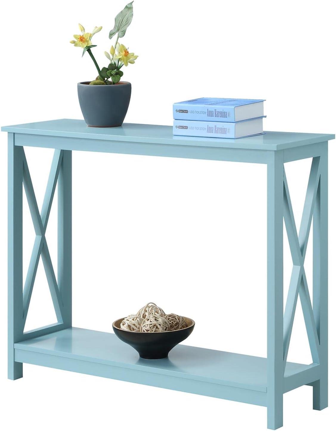 Convenience Concepts Oxford Console Table with Shelf, Sea Foam Blue