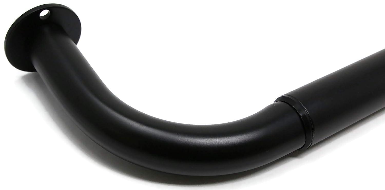 Energy-saving Wraparound Adjustable French Blackout Curtain Rod Set Matte Black 28"-48" Black Finish