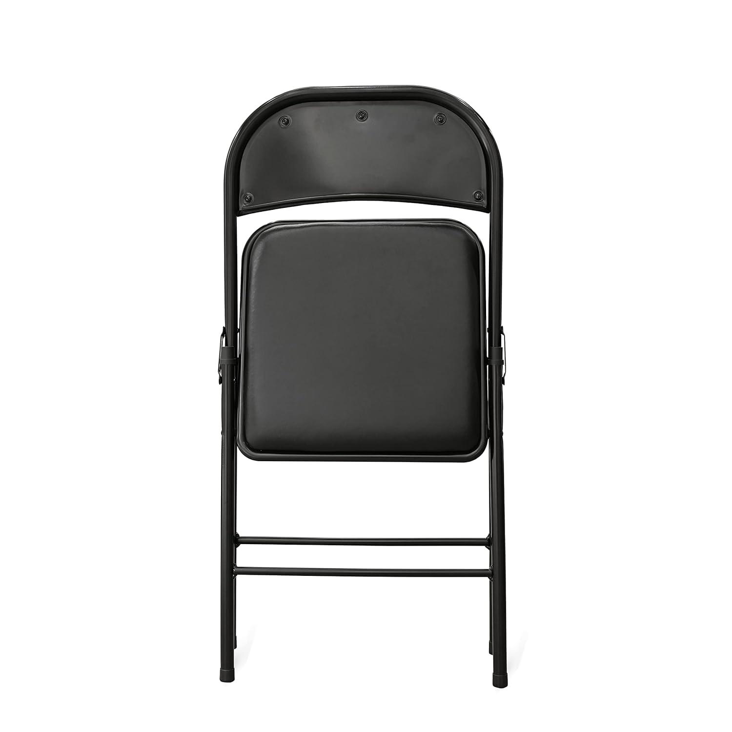 VENI 4-Pack Vinyl-Padded 30" Metal Folding Steel Chairs  Adult Foldable Chair 4 Pack, Black