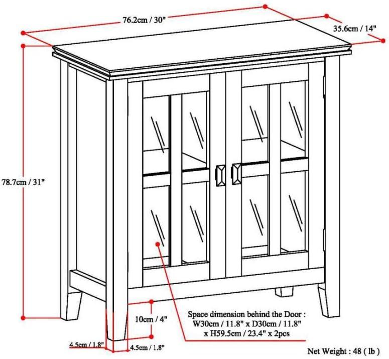 Simpli Home Artisan Wood 30" Transitional Low Cabinet in Russet Brown