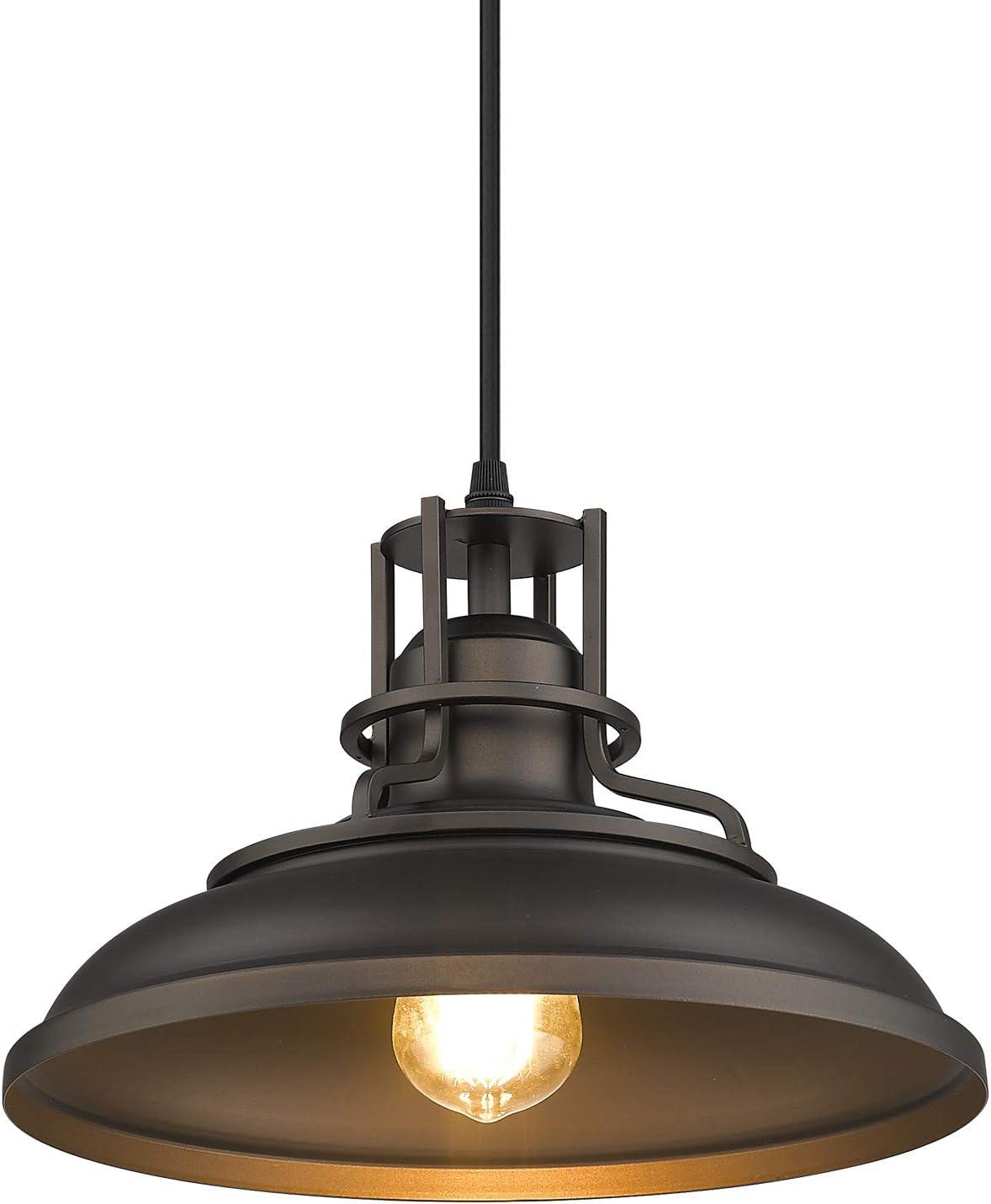 12-Inch Oil Rubbed Bronze Farmhouse Dome Pendant Light