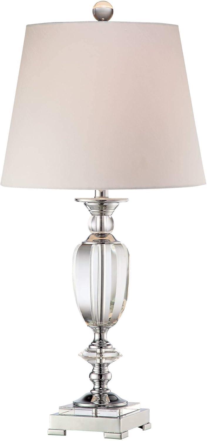 Vienna Full Spectrum Traditional Table Lamp Faceted Crystal and Chrome Urn White Drum Shade for Living Room Family Bedroom Bedside