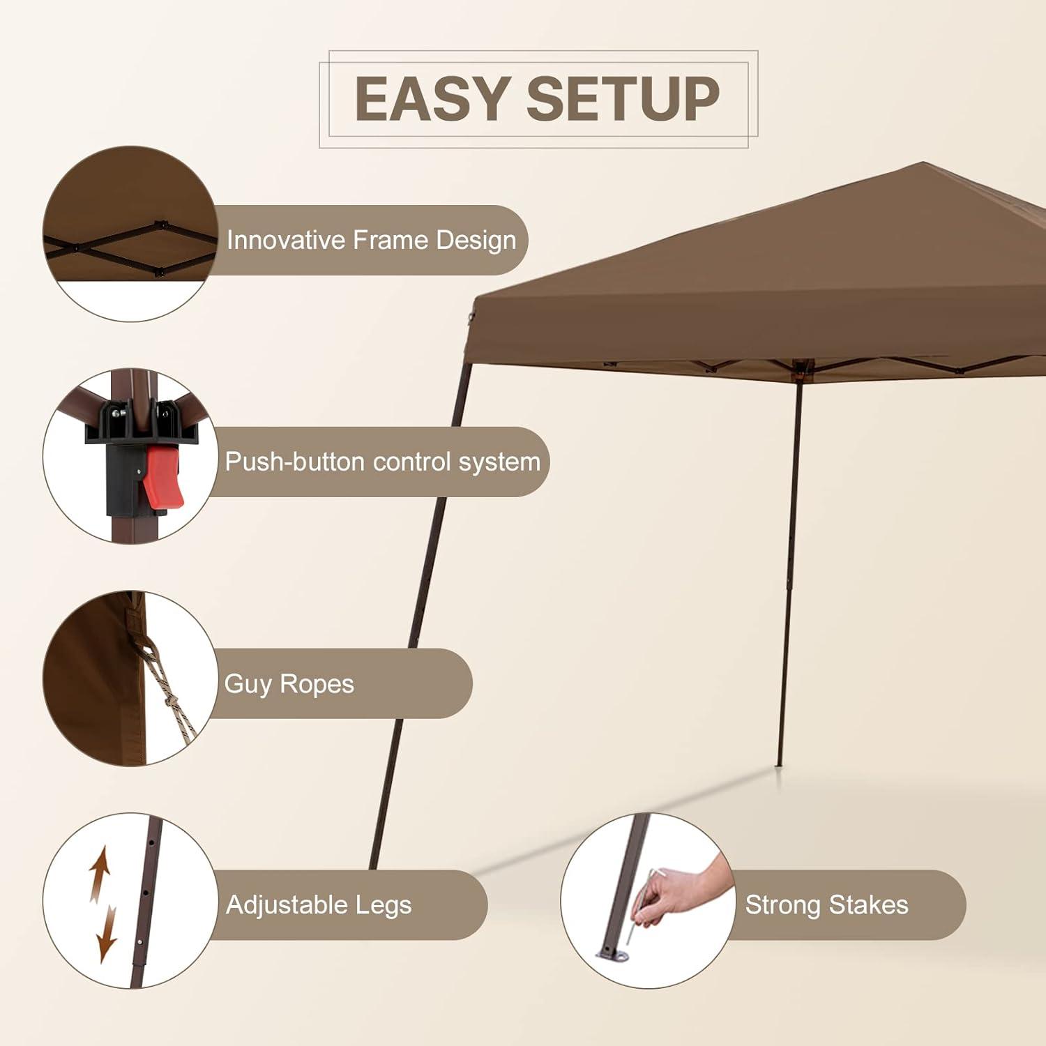 COOS BAY 10 Ft. W X 10 Ft. D Steel Pop Up Slant Leg Patio Gazebo With Netting