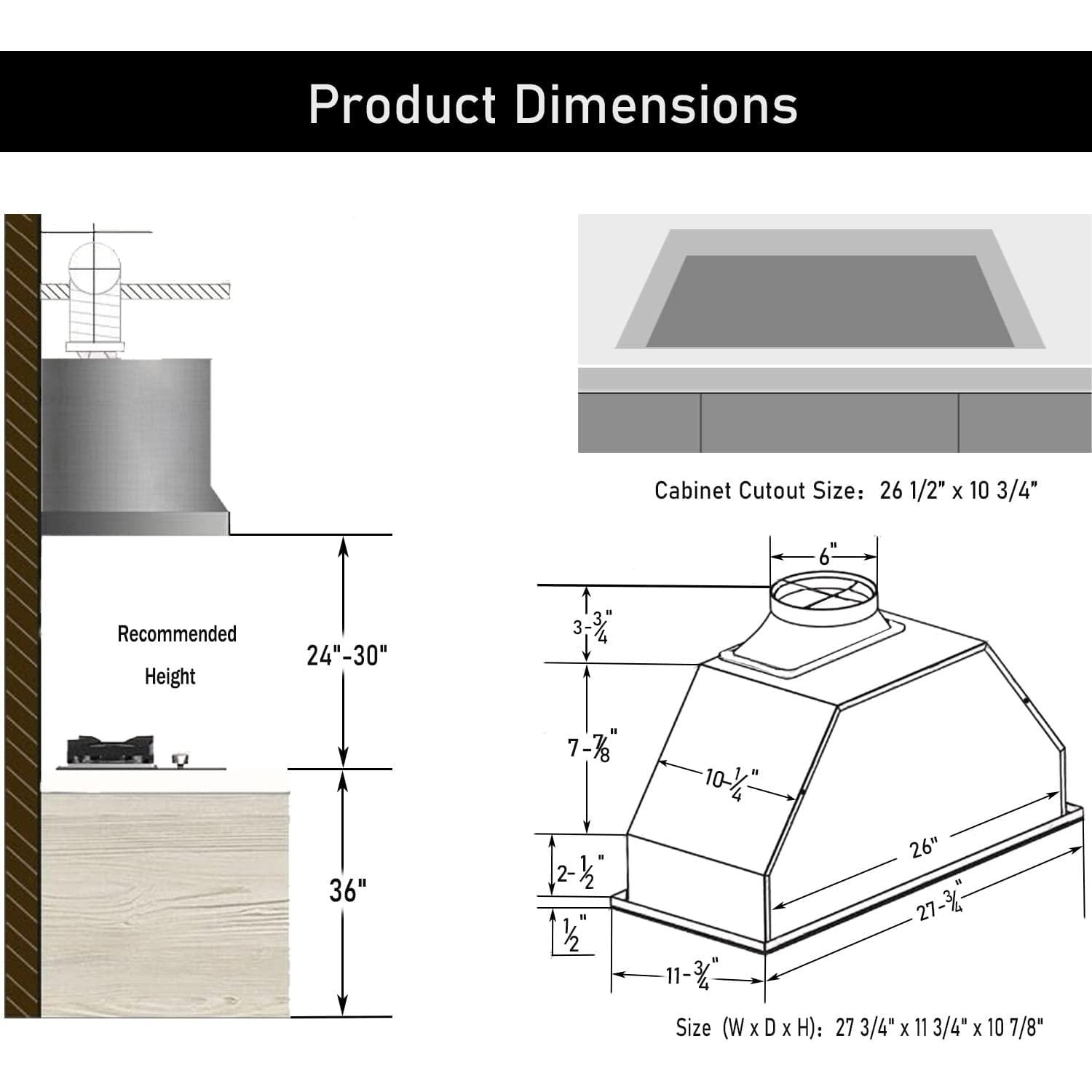 Range Hood Insert 30 inch, 600 CFM Vent Hood Insert, Ultra-quiet Range Hood Insert, Built In Kitchen Hood, Insert Range Hood, Stainless Steel range hood, IE71-30