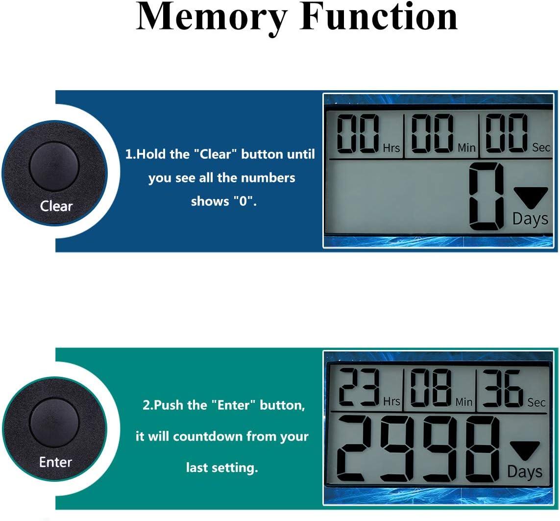 AIMILAR Digital Countdown Timer - 9999 Days Countdown with Backlight for Retirement, Wedding, Vacation, Christmas, New Baby, Classroom, Lab, Kitchen, Cooking