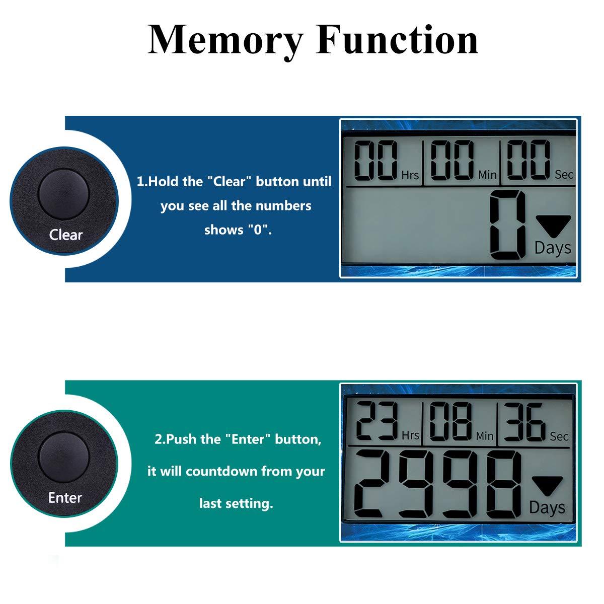 AIMILAR Digital Countdown Timer - 9999 Days Countdown with Backlight for Retirement, Wedding, Vacation, Christmas, New Baby, Classroom, Lab, Kitchen, Cooking