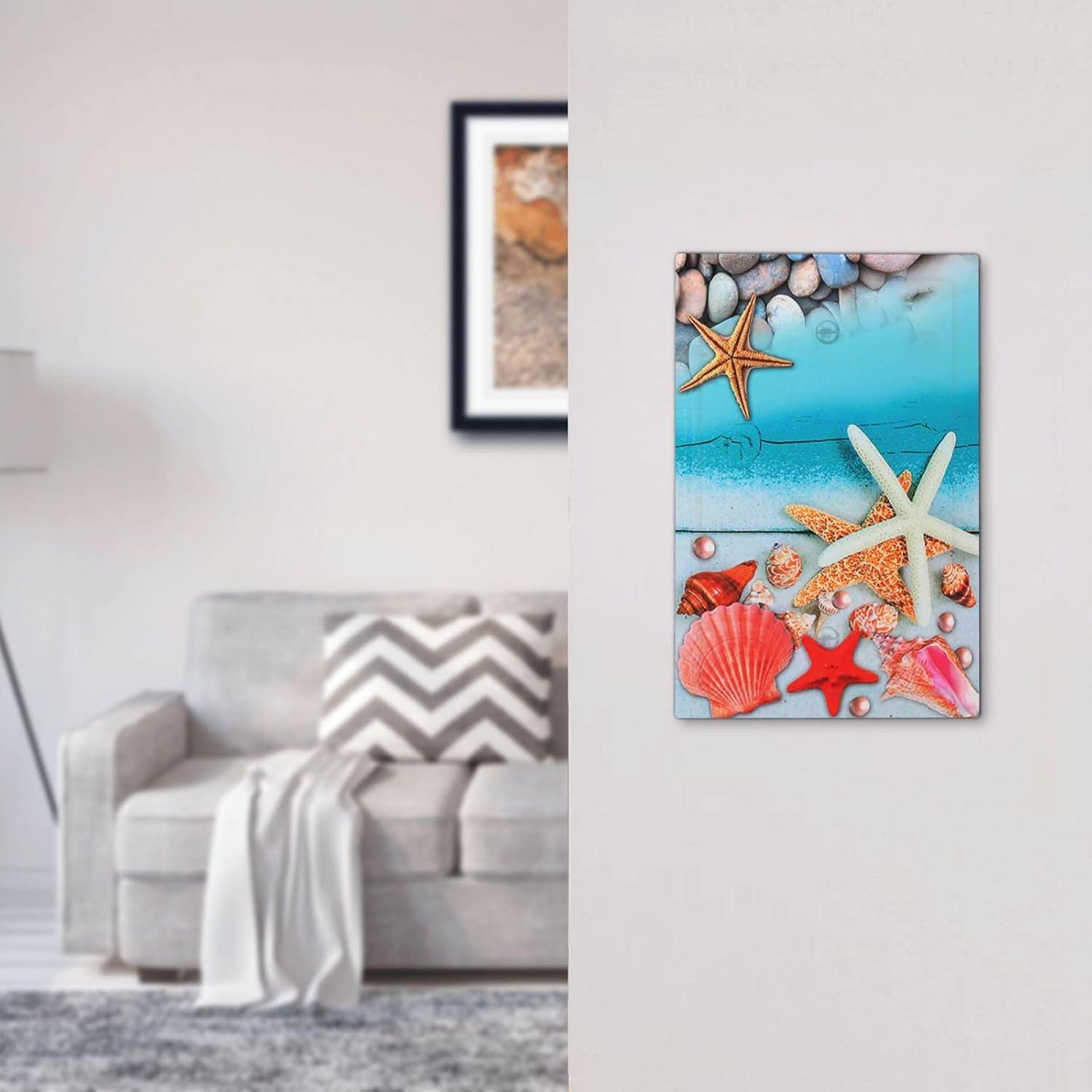 Sunyuer Sea Starfish Beach Decorative Wall Plate, 1 Gang Single Blank Outlet Cover Decorative Switch Plate for Kitchen Bathroom Bedroom, 4.5x2.76 Inch