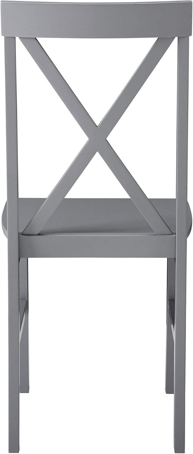 Walker Edison 4 Person Modern Farmhouse Wood Small Dining Table Dining Room Kitchen Table Set Dining 4 X Chairs Set, 48 Inch, White and Grey