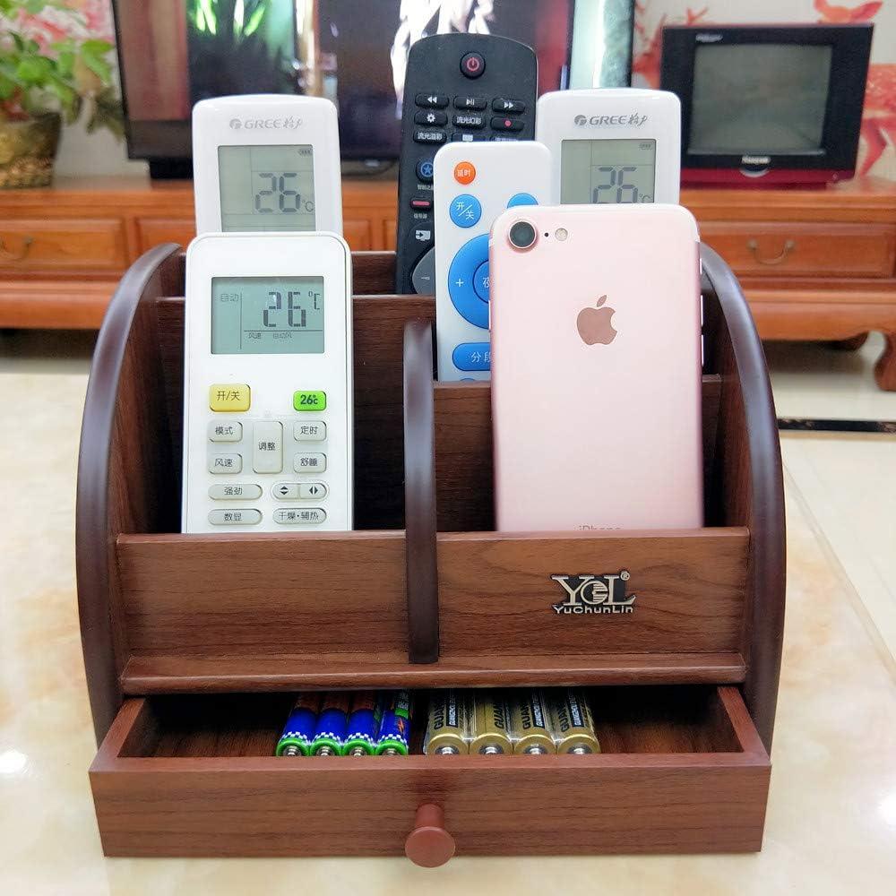 Wood remote control storage box with slender drawer for home & office desk organizer pen/pencil holder makeup and other small items organization YCL825