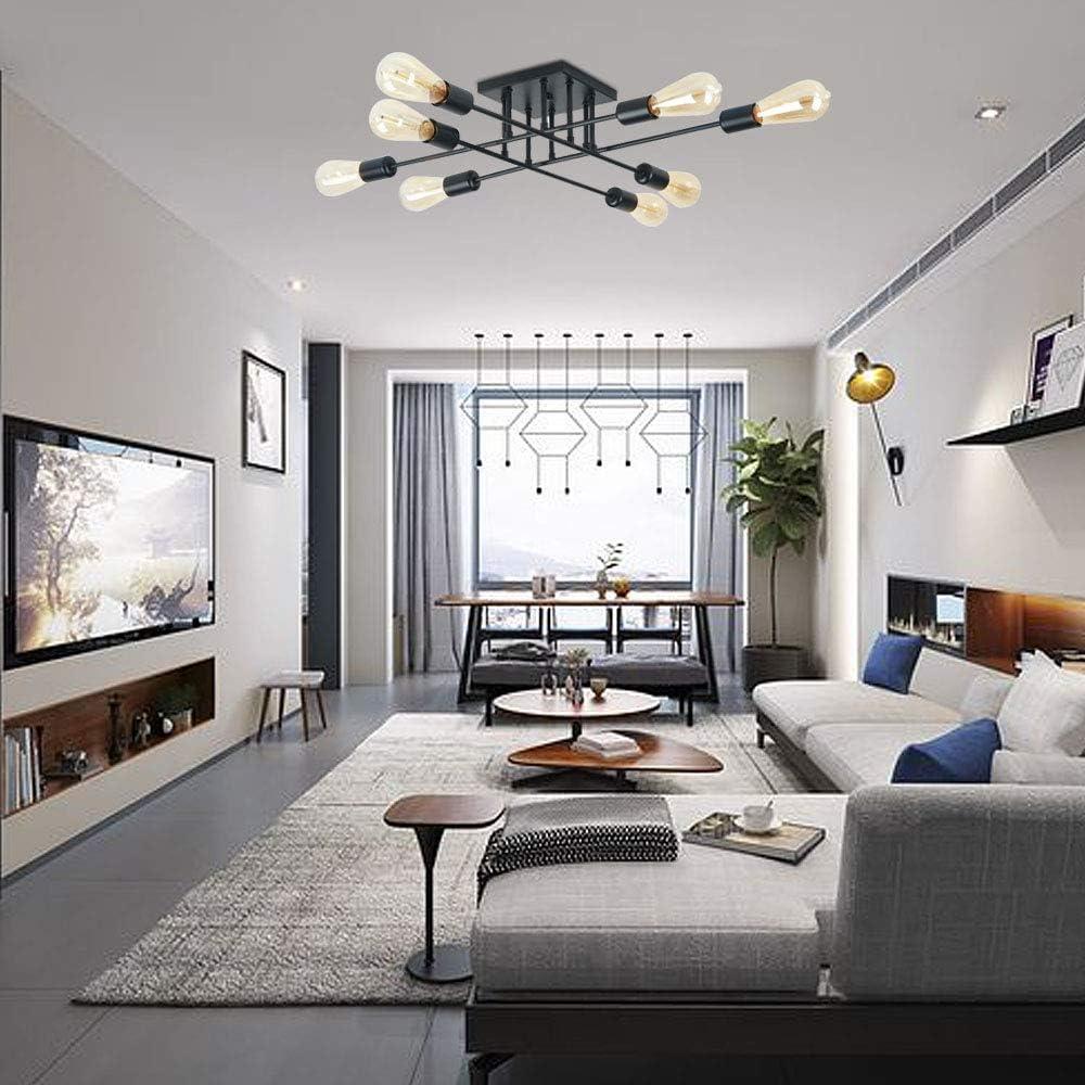 Aiwen 8 Lights Metal Sputnik Semi Flush Mount Ceiling Lamp Modern Home Decoration Light Fixture