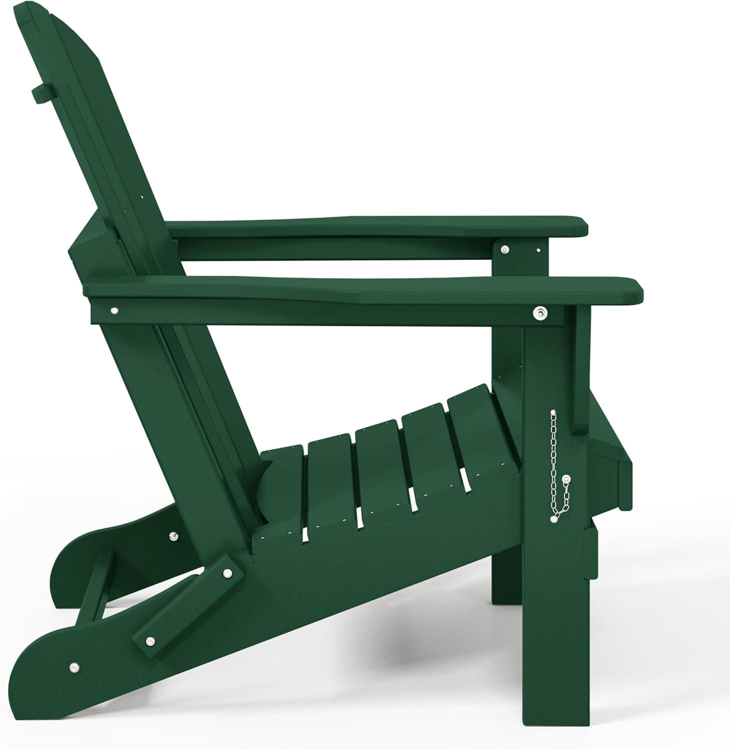 WestinTrends Malibu HDPE Outdoor Patio Folding Adirondack Chair (Set of 4), Dark Green
