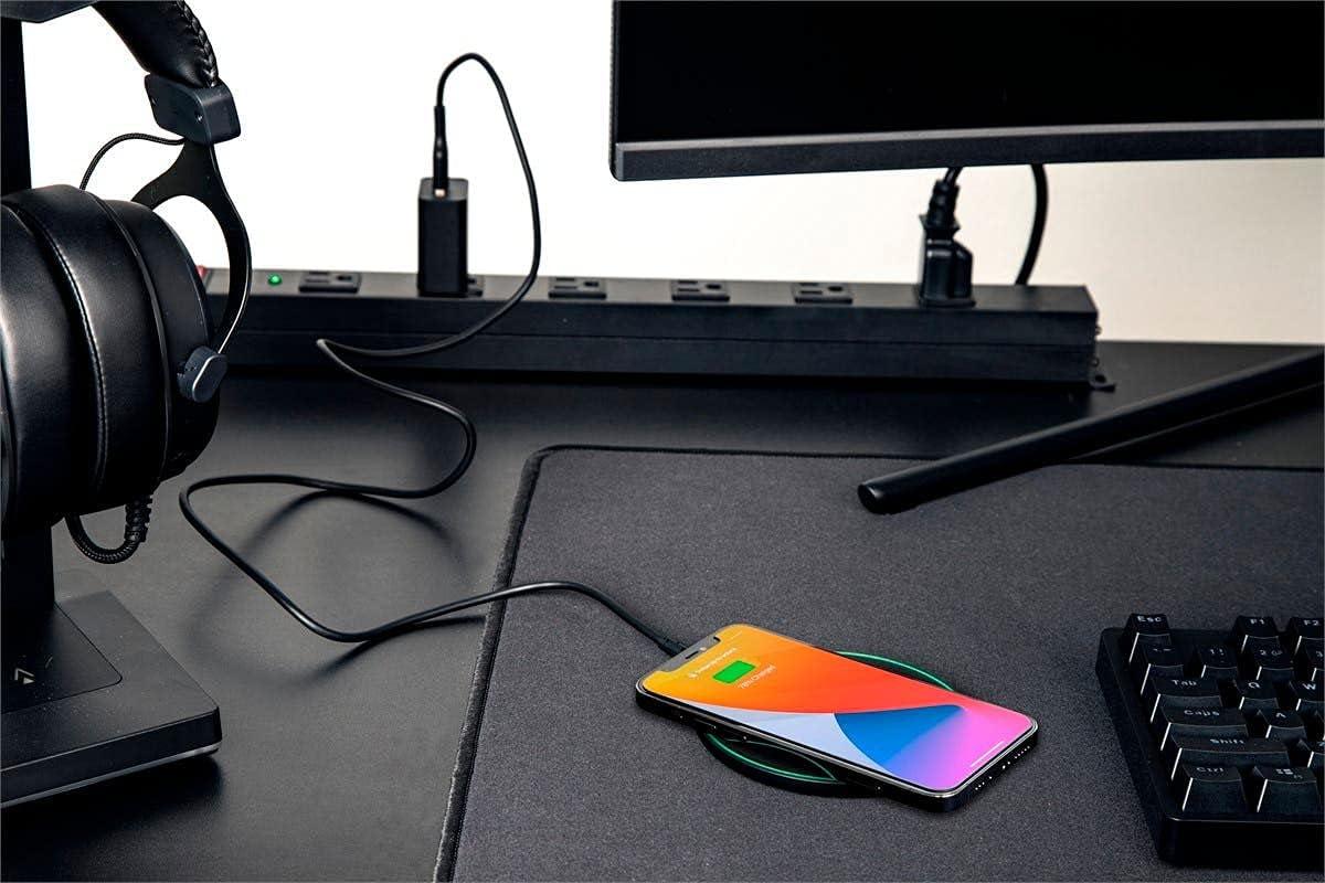 Monoprice Wireless Charger, Qi-Certified 15W Fast Charging Pad with QC3.0 AC Adapter For iPhone 12/12 Pro/11/11 Pro/XR/XS/X/8/8+/Airpods, Galaxy