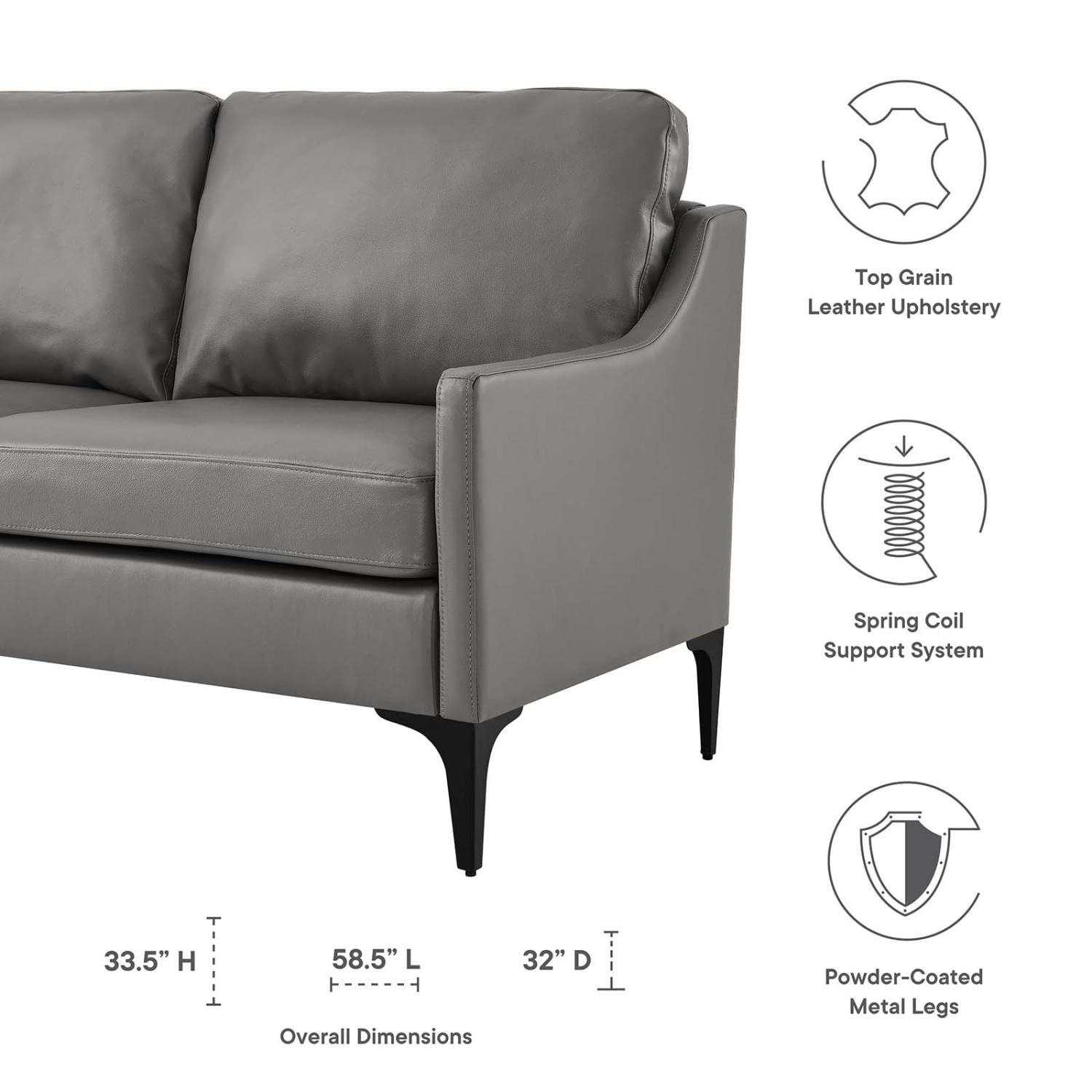 Corland Leather Loveseat Gray
