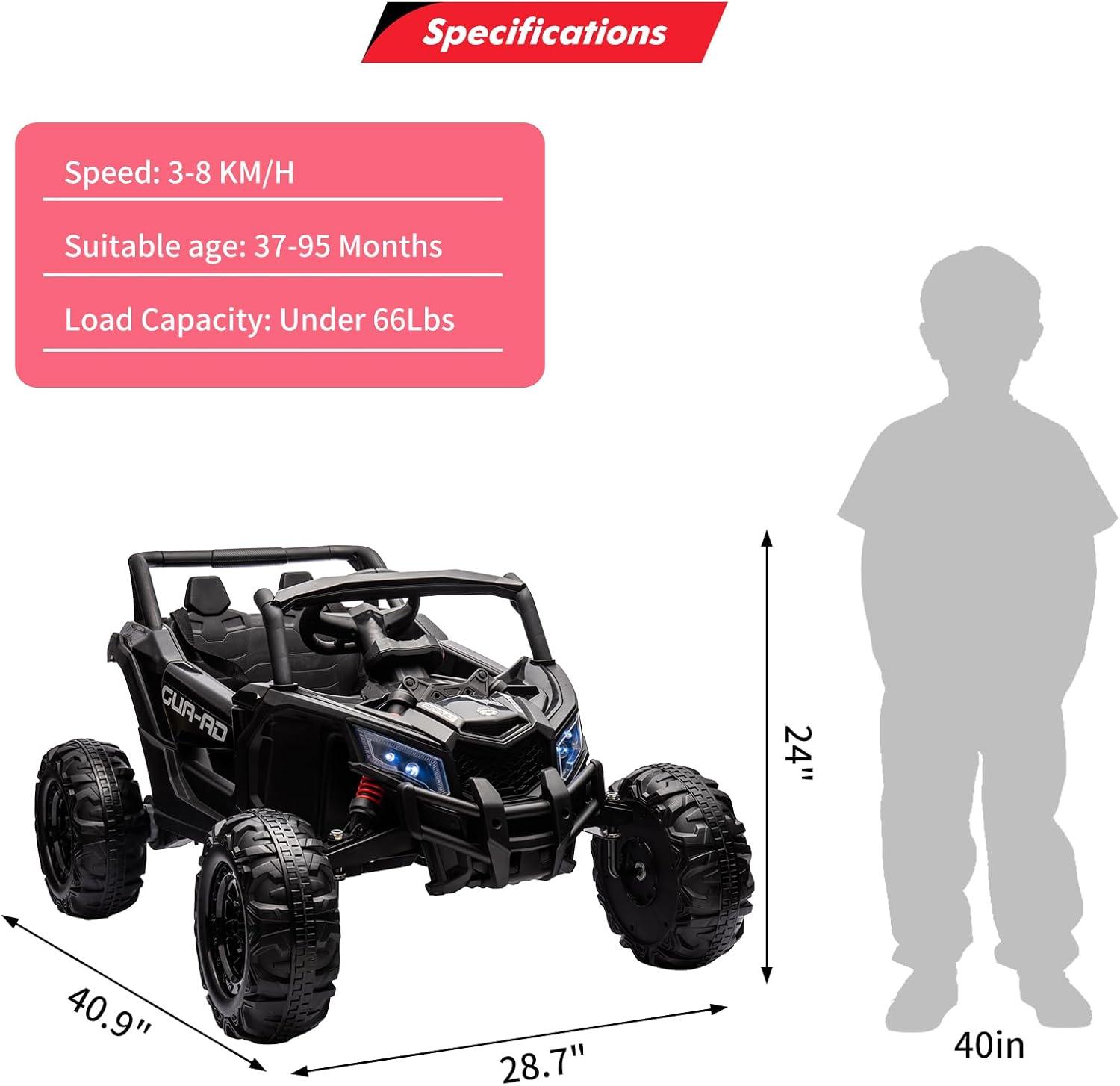 Black 24V Electric Off-Road UTV Car with Remote Control