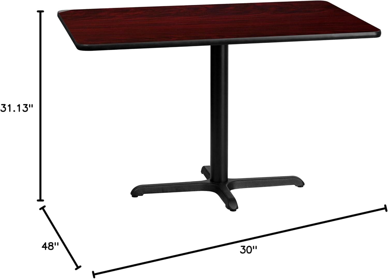 Flash Furniture 30'' x 48'' Rectangular Mahogany Laminate Table Top with 23.5'' x 29.5'' Table Height Base