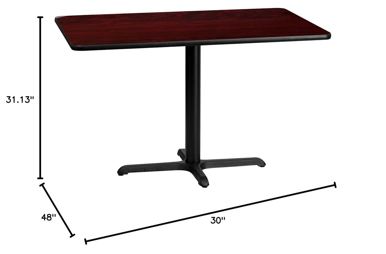 Flash Furniture 30'' x 48'' Rectangular Mahogany Laminate Table Top with 23.5'' x 29.5'' Table Height Base
