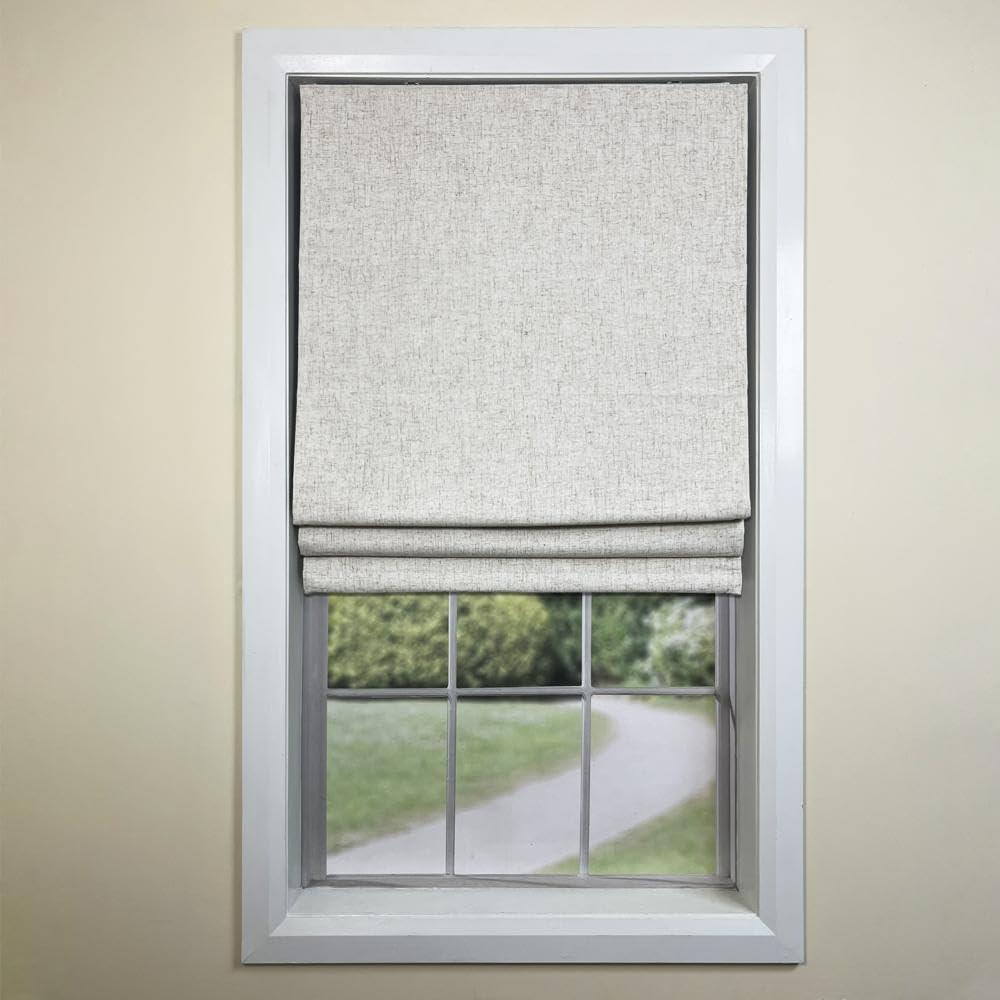 Versailles Augustus Cordless Roman Blackout Shades For Windows Insides/Outside Mount 40" x 63" Linen