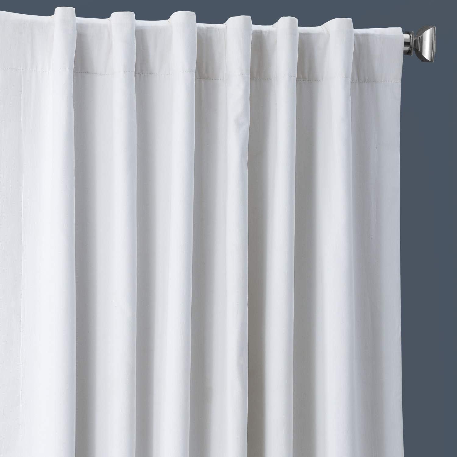 Whisper White Solid Cotton Blackout Curtain (1 Panel), Whisper White, 50W X 108L