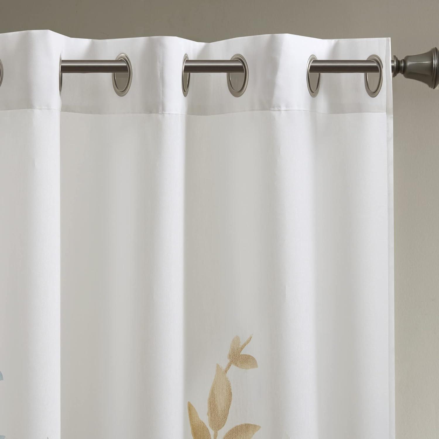 Madison Park Cecily Floral Printed Burnout Sheer Grommet Single Curtain Panel