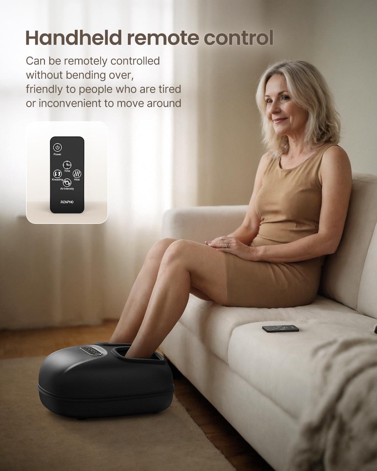 Renpho Shiatsu Foot Massager with Heat for Tired Foot Blood Circulation up to size 11, Black,Fathers Day & Birthday Gifts for Mom Dad Men