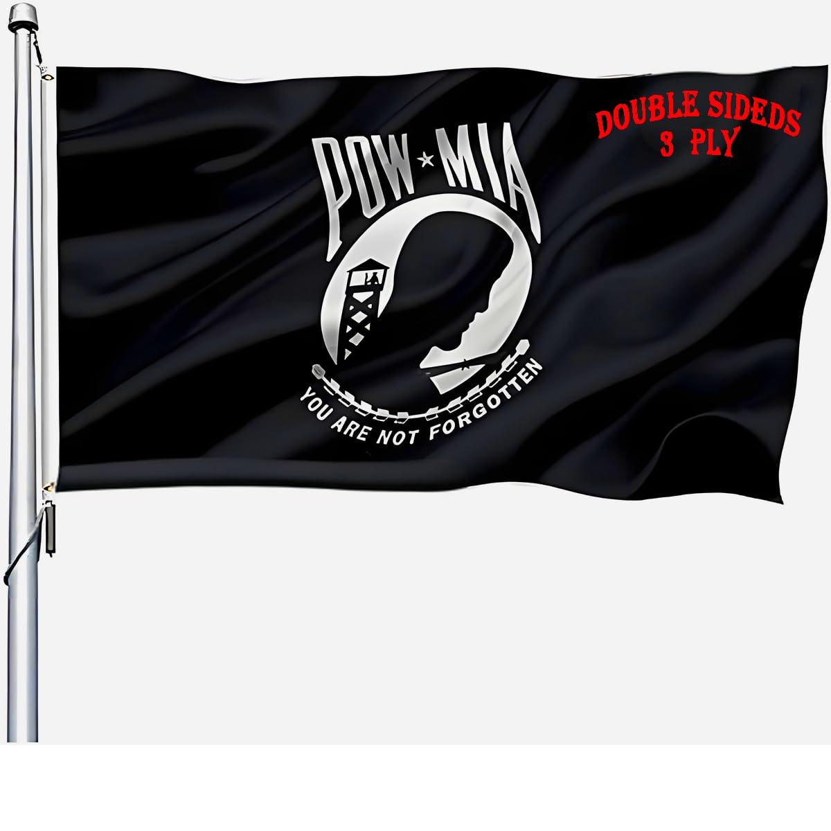 POW MIA 3x5 Nylon Flag - Double Sided and Embroidered - All Weather, Durable, Outdoor Nylon Flag - Front Line Flags