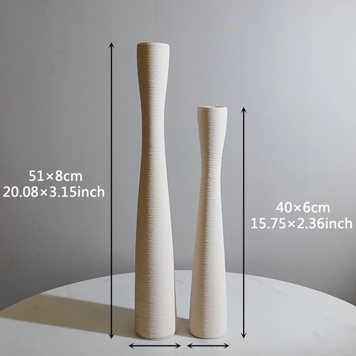 Flower Vase 16.5'' Tall White Ceramic Vase,Pampas Grass Vase,Floor Vase,Modern Home Decorations,Handmade Brushed Skinny Vase for Decor Living Room,Table,Fire Mantel,Entryway,White 40cm