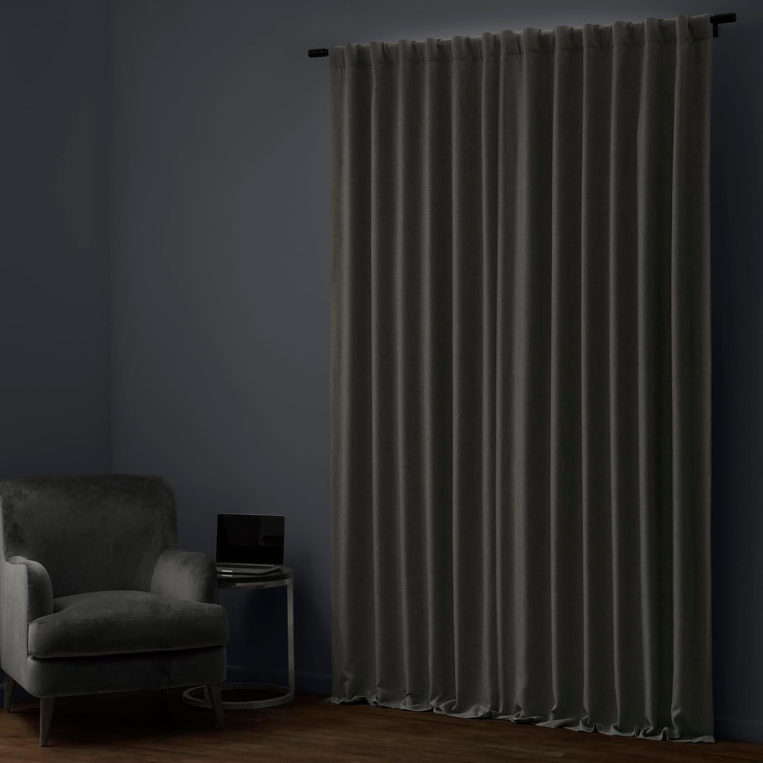 Signature Destination Slate Faux Linen Blackout Curtain (1 Panel), Destination Slate, 50W X 96L