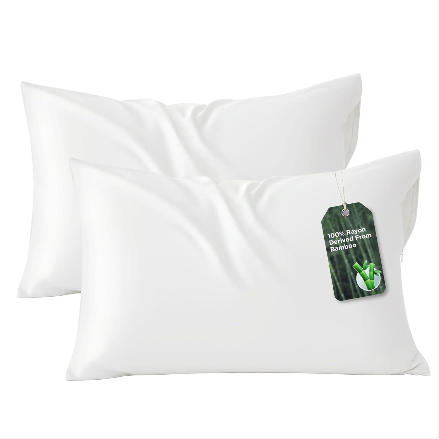 Bedsure Bedsure Pillow Cases Queen Size Set Of 2 - Polyester & Rayon Derived From Bamboo Cooling Pillowcase, Breathable, Soft And Wrinkle-Free Pillow Covers With Envelope Closure, Gifts, 20X30 Inches
