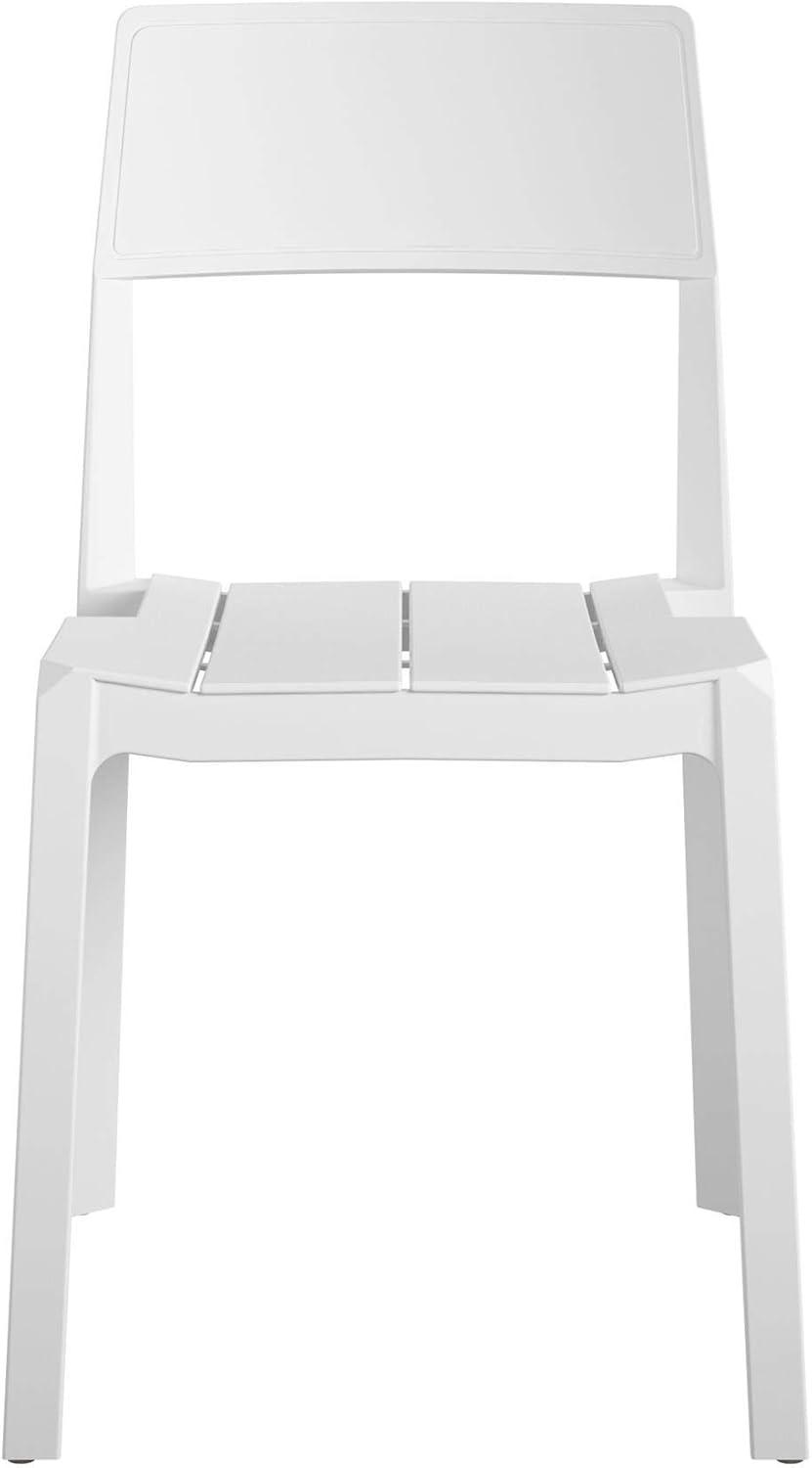 White Resin Armless Stacking Indoor/Outdoor Dining Chairs, 4-Pack