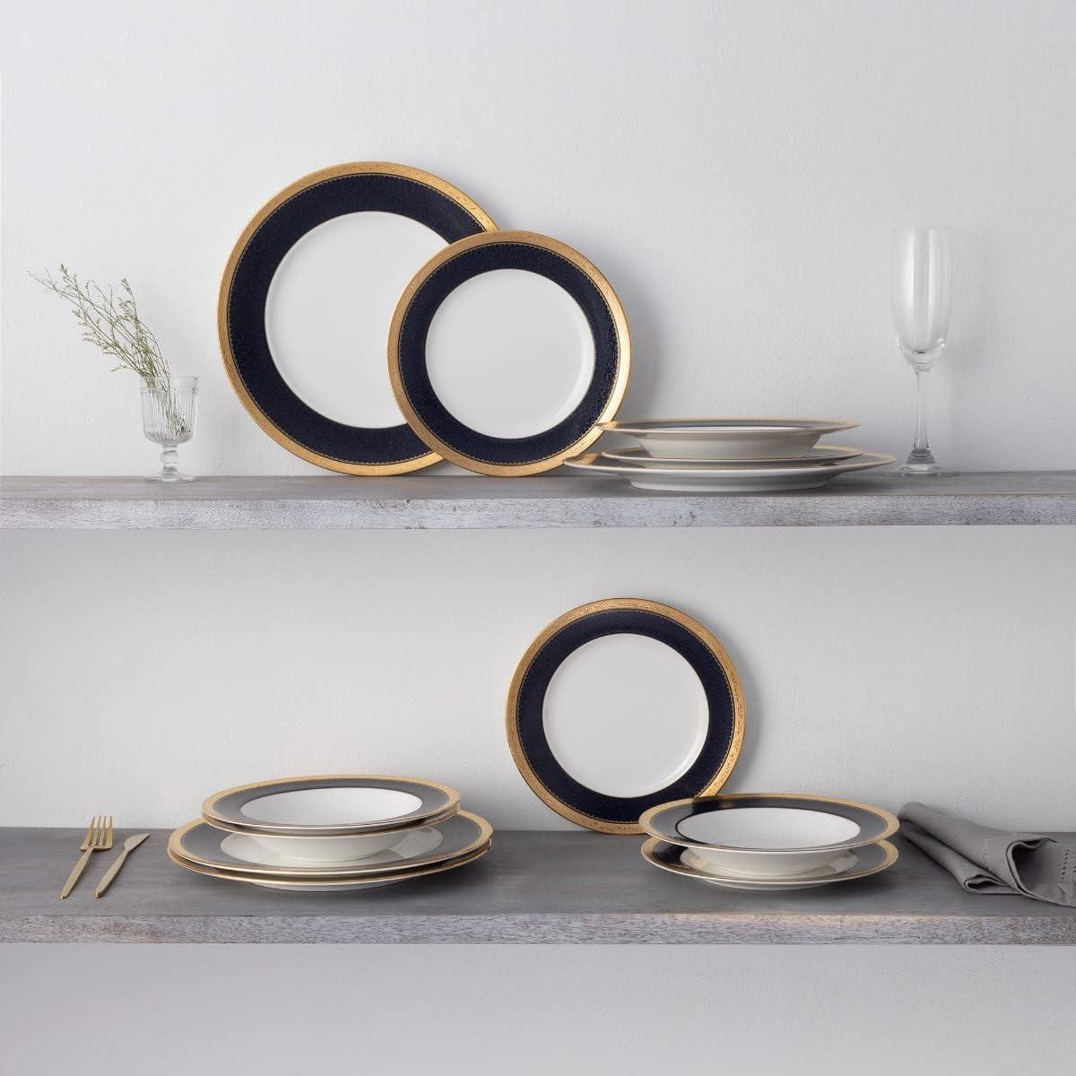 Noritake Odessa Cobalt Gold 12-Piece Dinnerware Set, Service for 4