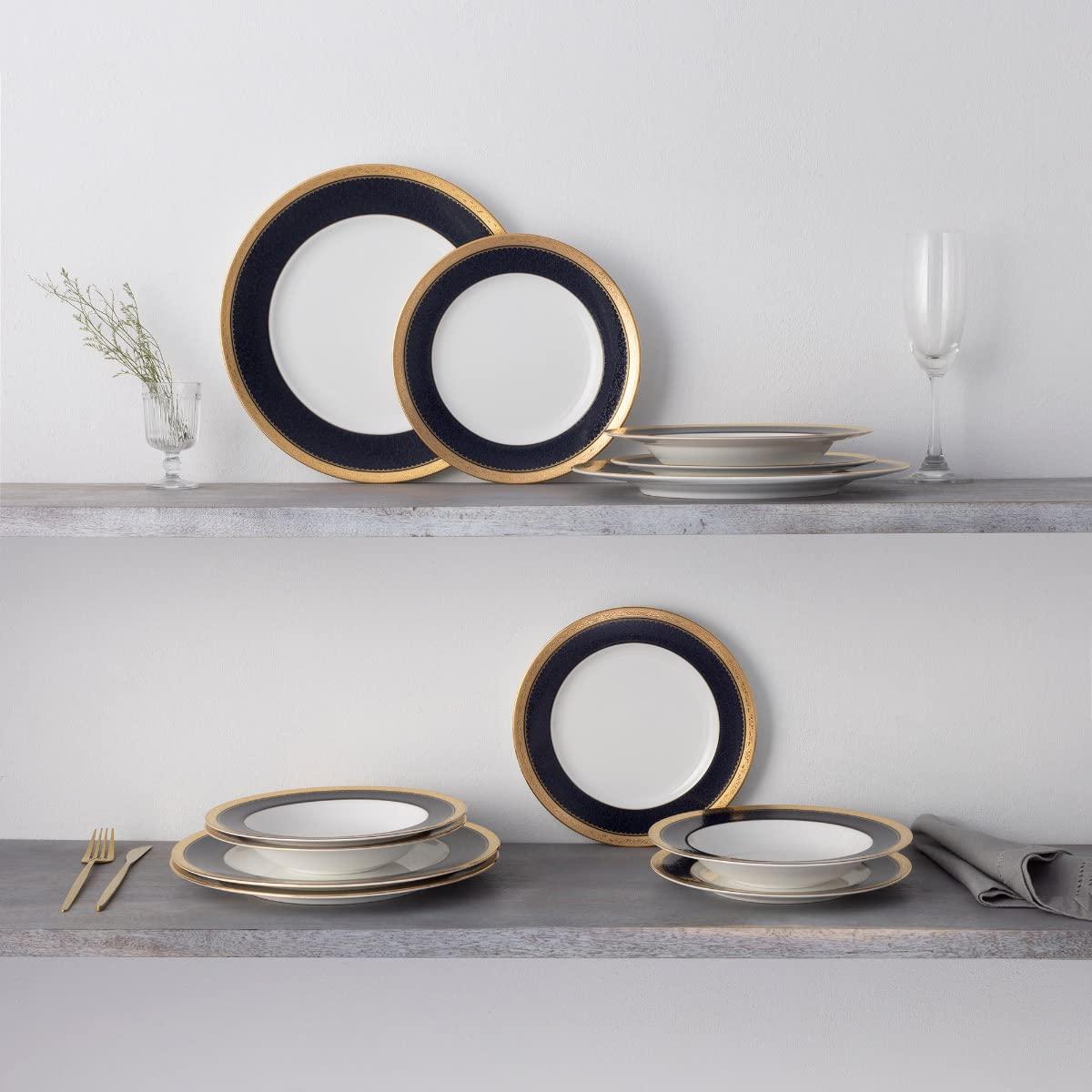 Noritake Odessa Cobalt Gold 12-Piece Dinnerware Set, Service for 4