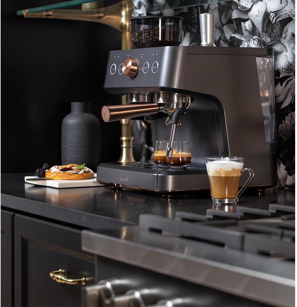 CAFE Bellissimo Semi-Automatic Espresso Machine + Frother Matte Black: GE Appliances, Espresso Maker with Grinder, 2.5L Capacity