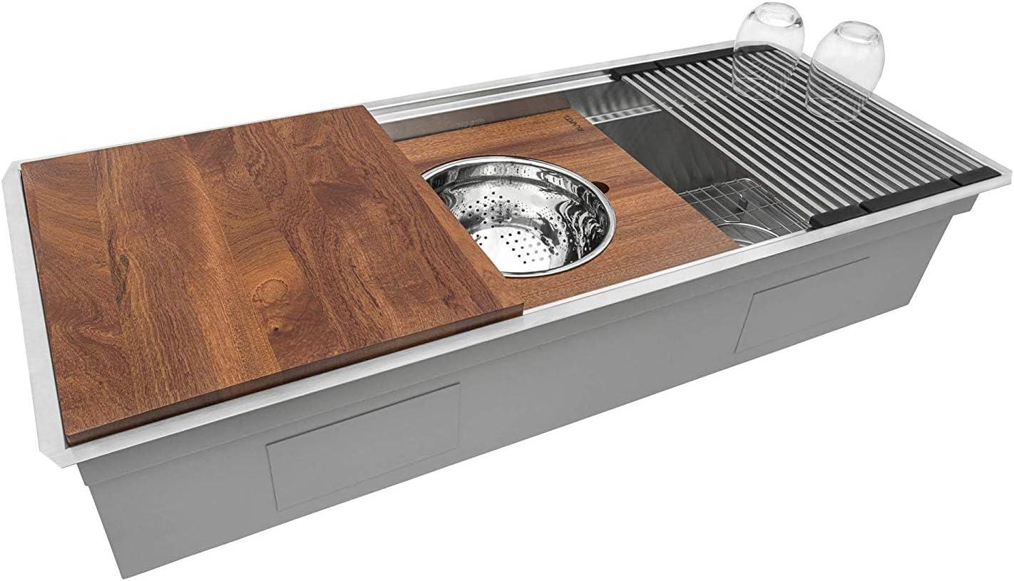 Ruvati 45-inch Stainless Steel Workstation Two-Tiered Ledge Undermount Kitchen Sink