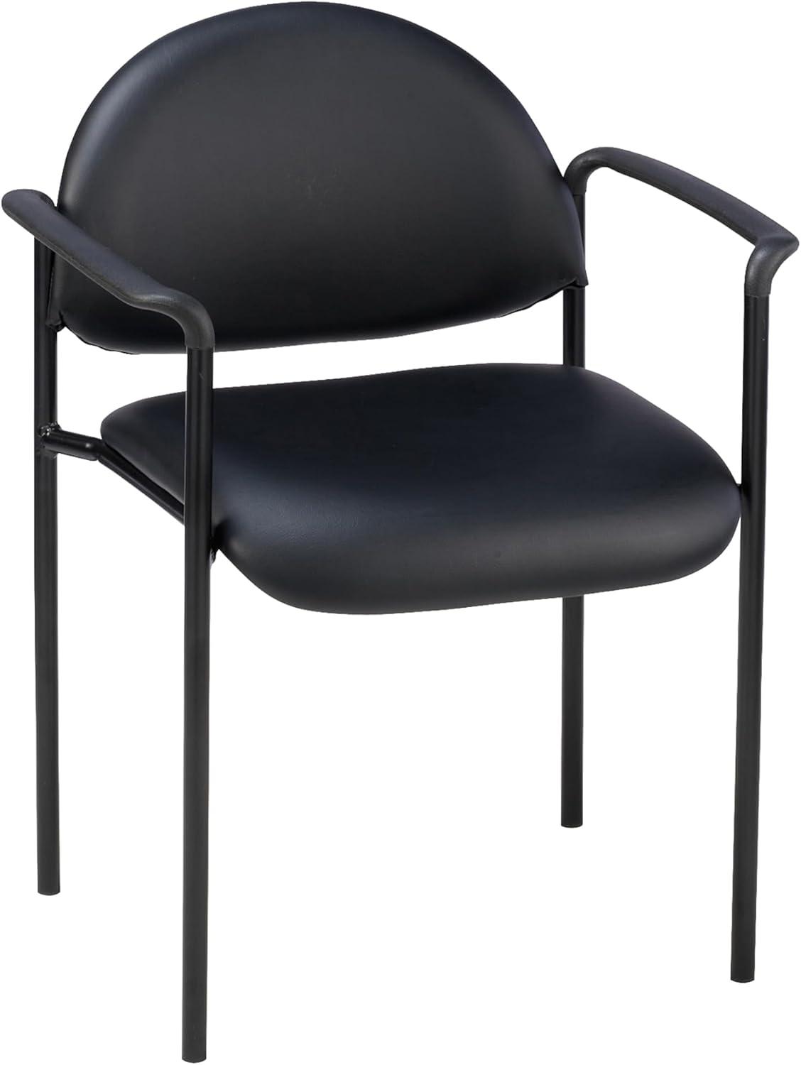 Modern Black Vinyl and Metal Stackable Reception Chair