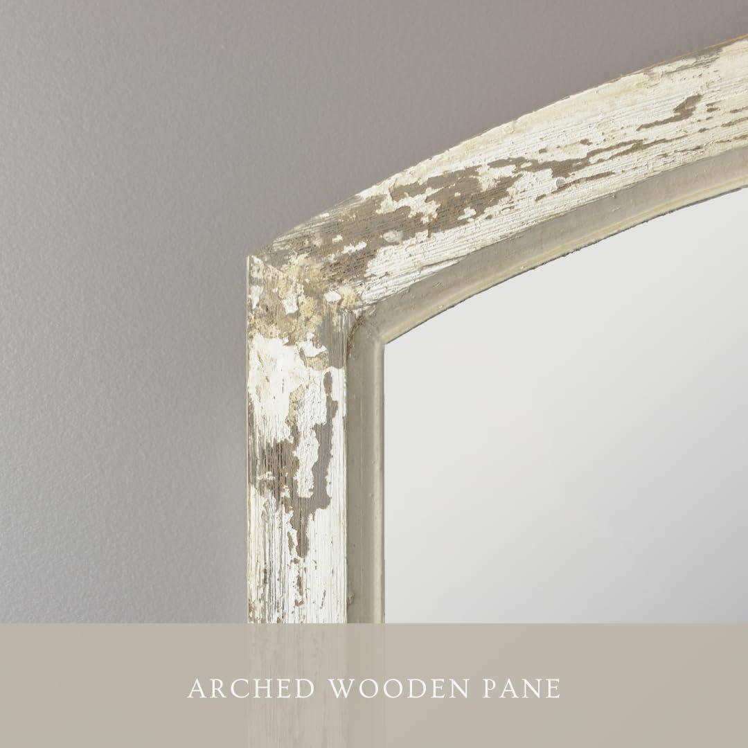 Jolene Arch Window Pane Mirrors Off-White 27" x 15" (Set of 2) by Aspire