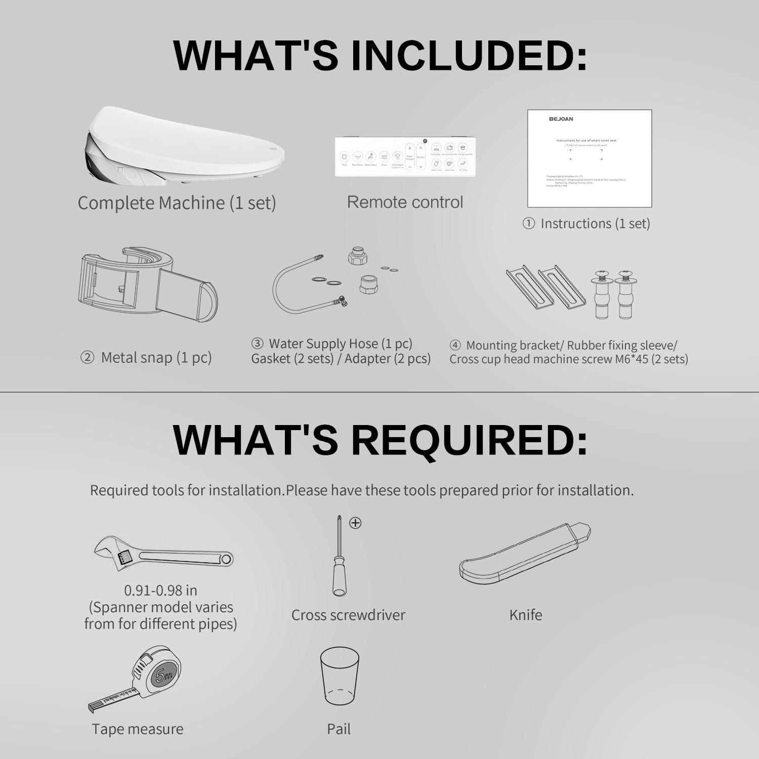 Bejoan FN3-US Elongated Toilet Seat Bidet