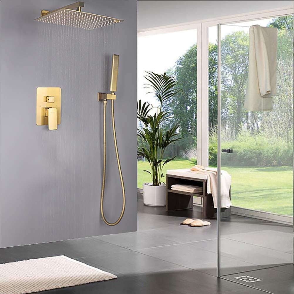 Brushed Gold Dual Rain and Handheld Shower System