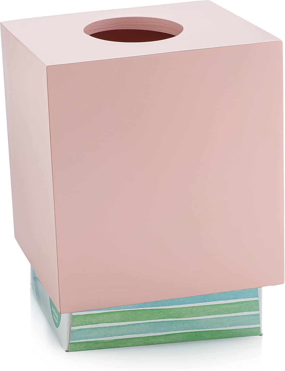 Blush Pink Resin Square Tissue Box Cover