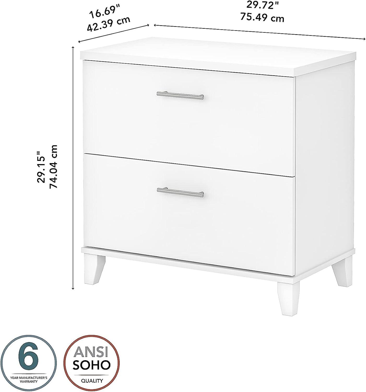 Bush Furniture Somerset Lateral File Cabinet, 2 Drawer, White