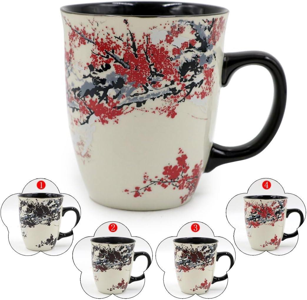 XGZHP3 Sensitive Color-changing Ceramic Coffee Mug  Large Creative Thermal Magic Art Plum Blossom Porcelain Cup - 1pc - Perfect Mother Grandmother Gift - Unique Drinkware For Restaurants