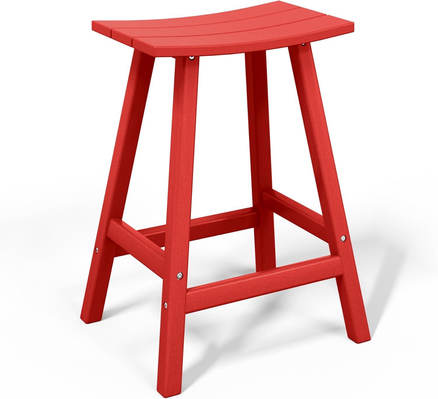 Florence Outdoor 29" HDPE Plastic Saddle Seat Barstool in Red