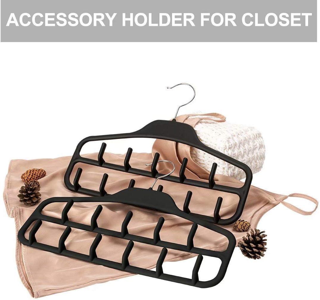 FairyHaus Belt Hanger Organizer 2 Pack, Non Slip Tie Rack Holder, Durable Hanging Closet Accessory Hooks for Belts, Ties, Jewelry, Scarves, Black