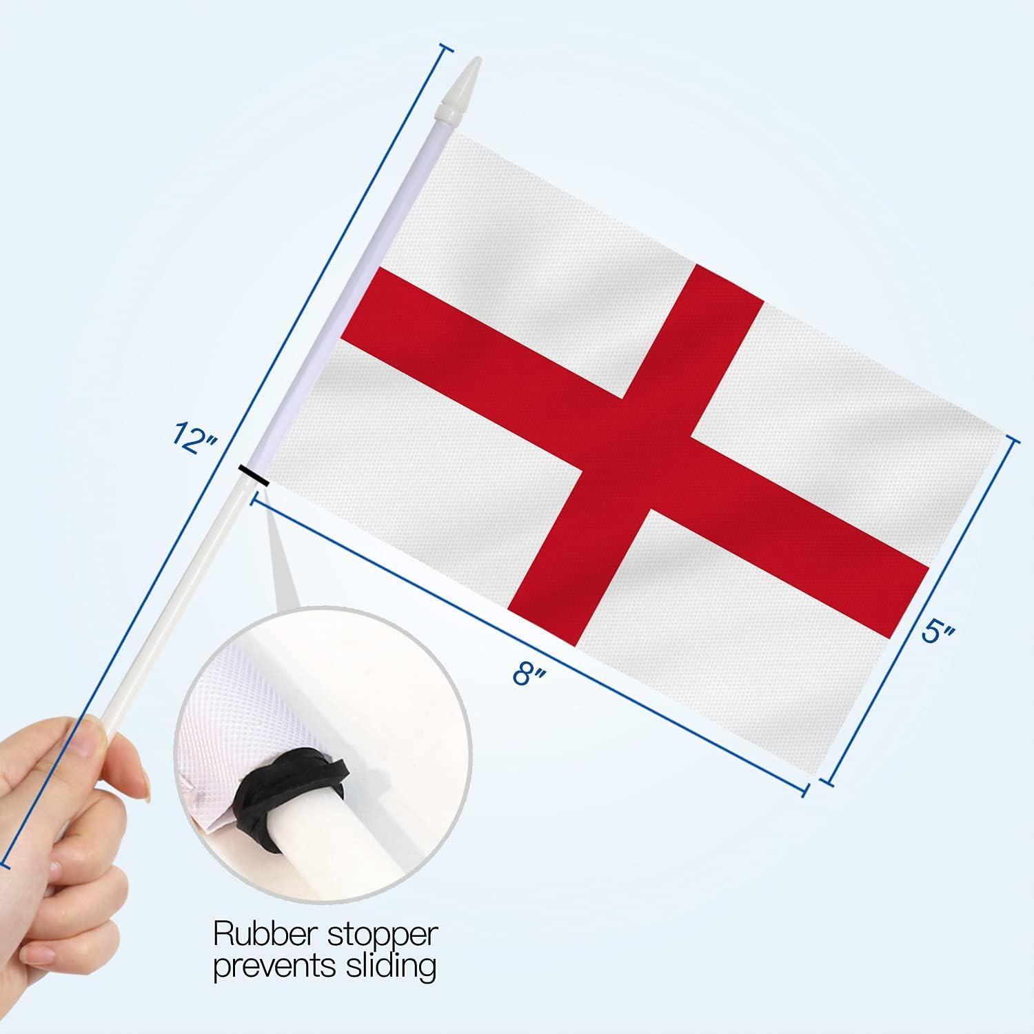 Anley England Mini Flag 12 Pack - Hand Held Small Miniature English Flags