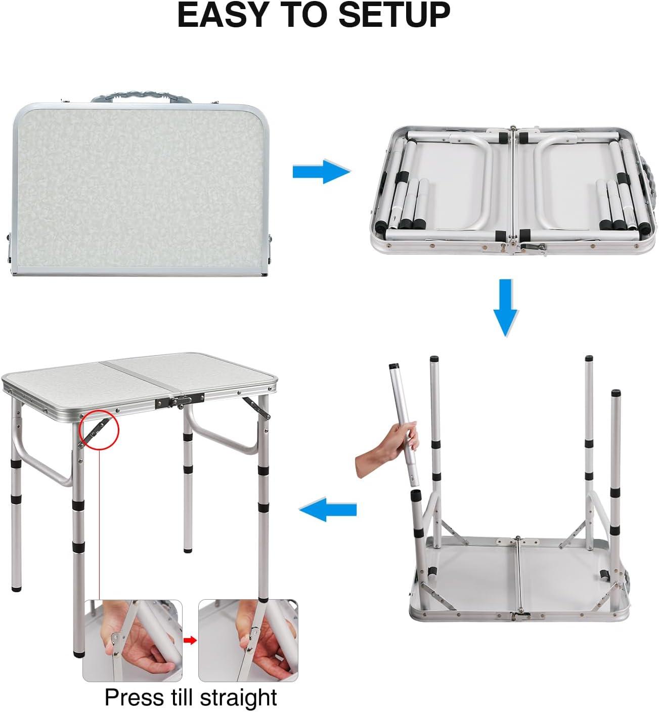 Compact Adjustable Aluminum Folding Camping Table