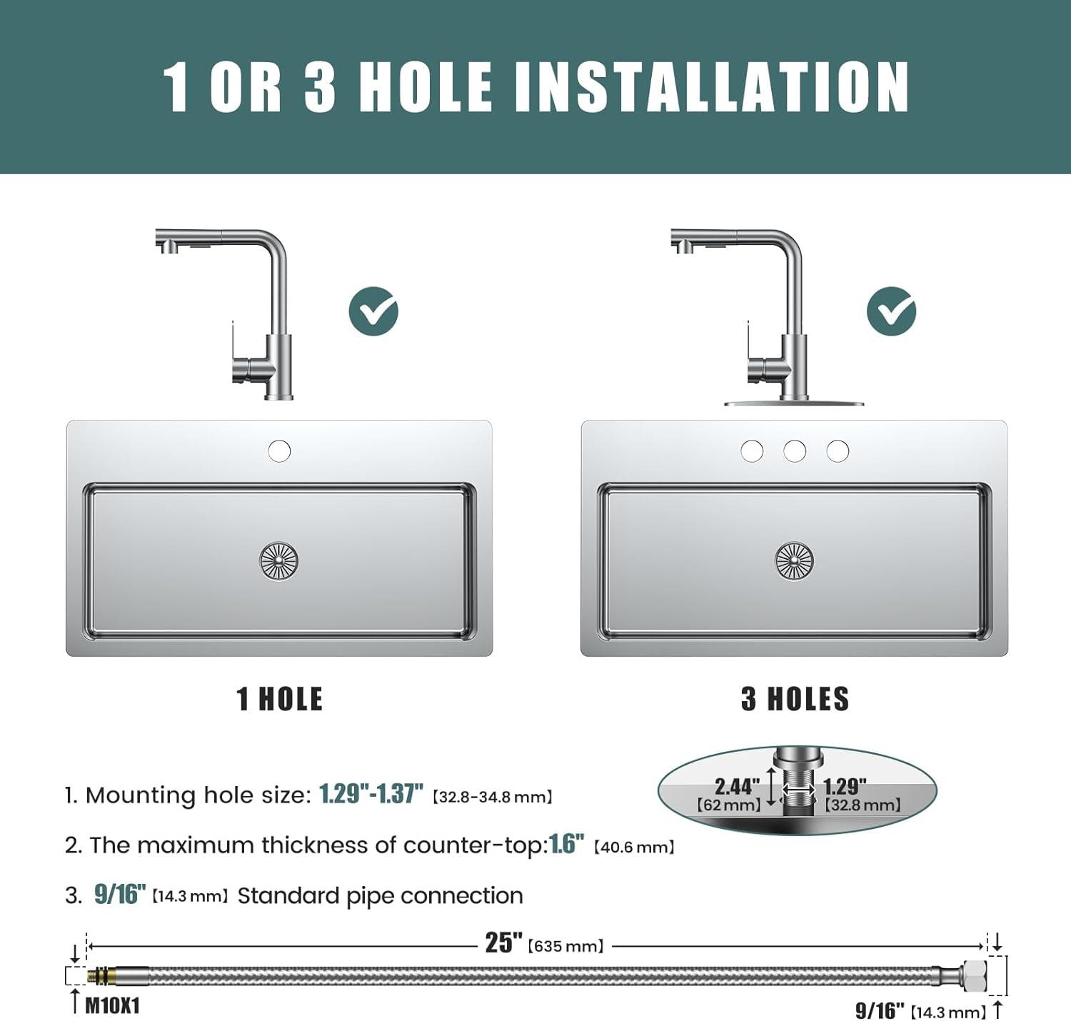 Brushed Nickel Stainless Steel Kitchen Faucet with Pull Down Sprayer