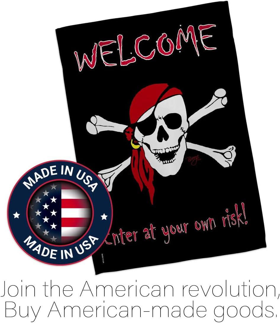 Pirate Enter at Your Own Risk Multicolor House Flag