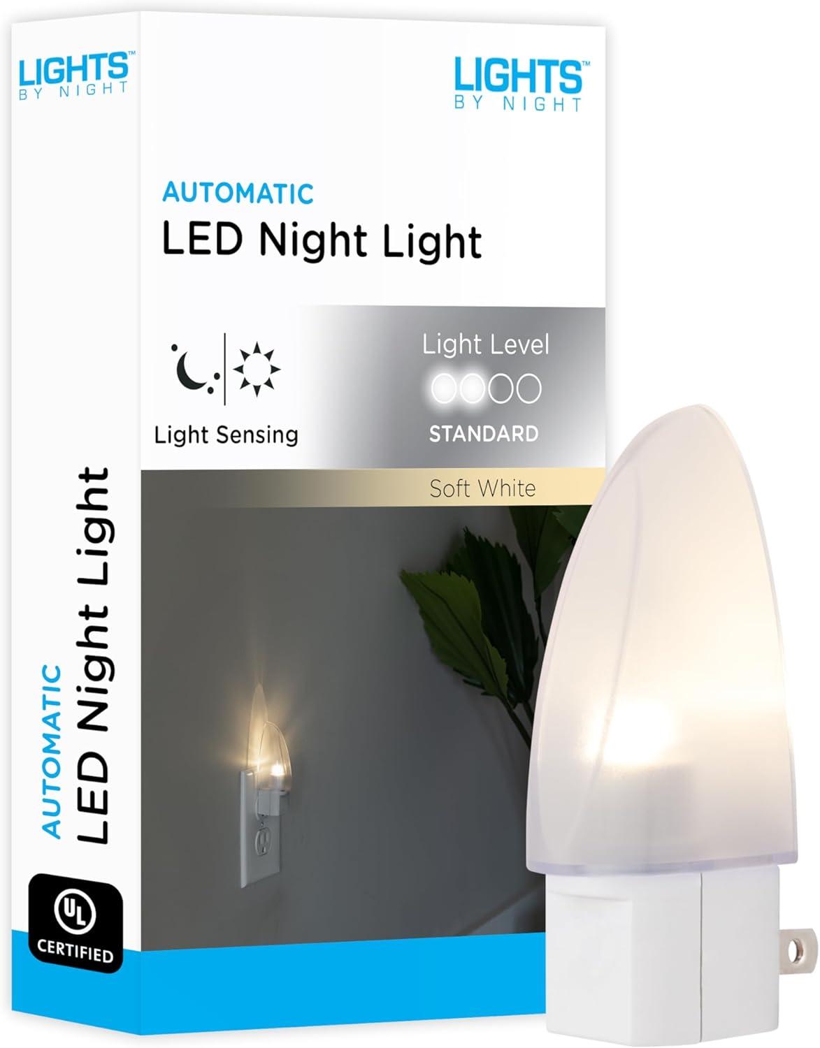 Compact Automatic White LED Night Light with Dusk to Dawn Sensor